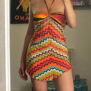Colorful Halter Mini Dress